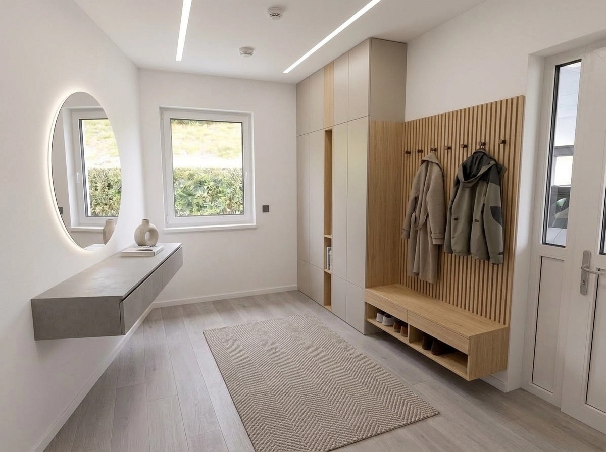 Hallway interior in Minimalism style — photo by GenRoom AI