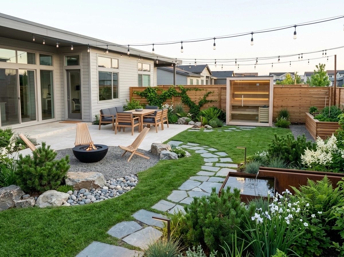 Diseño paisajístico en estilo Scandinavian Garden — Jardín por GenRoom AI