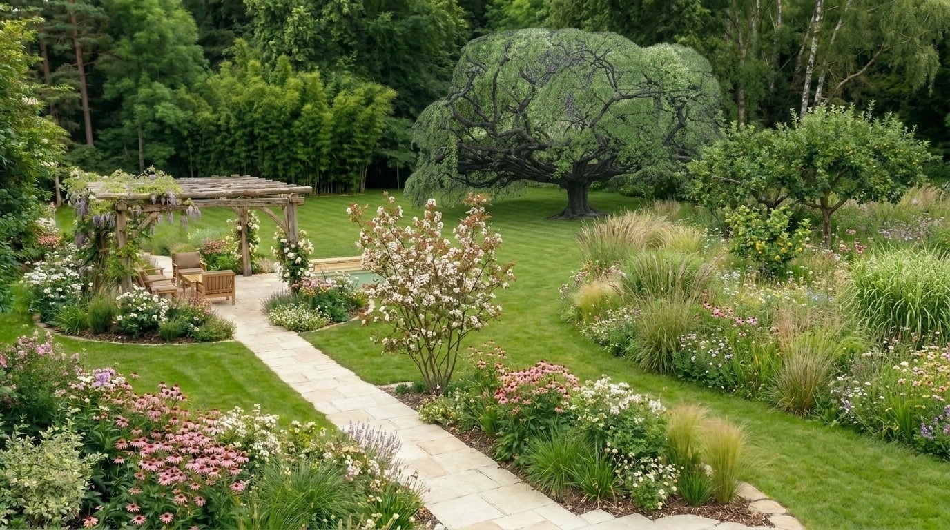 Country Rustic Garden Jardim design — yard photo by GenRoom AI