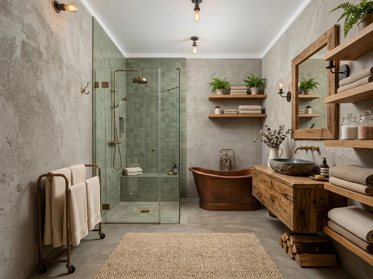 Bathroom interior in Modern Farmhouse style — photo by GenRoom AI