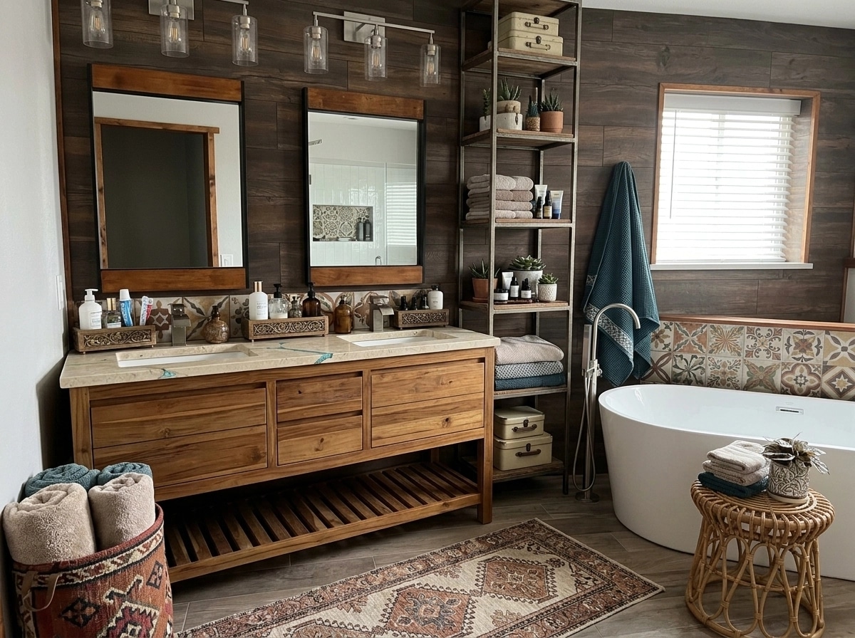 Bohemian Bathroom design — interior photo by GenRoom AI
