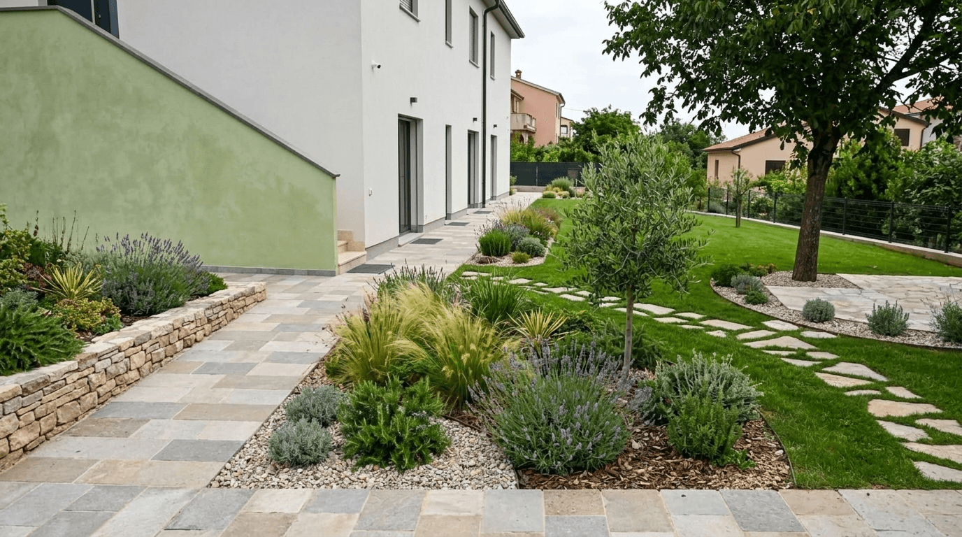 Design paisagístico em estilo Contemporary Yard — Jardim por GenRoom AI
