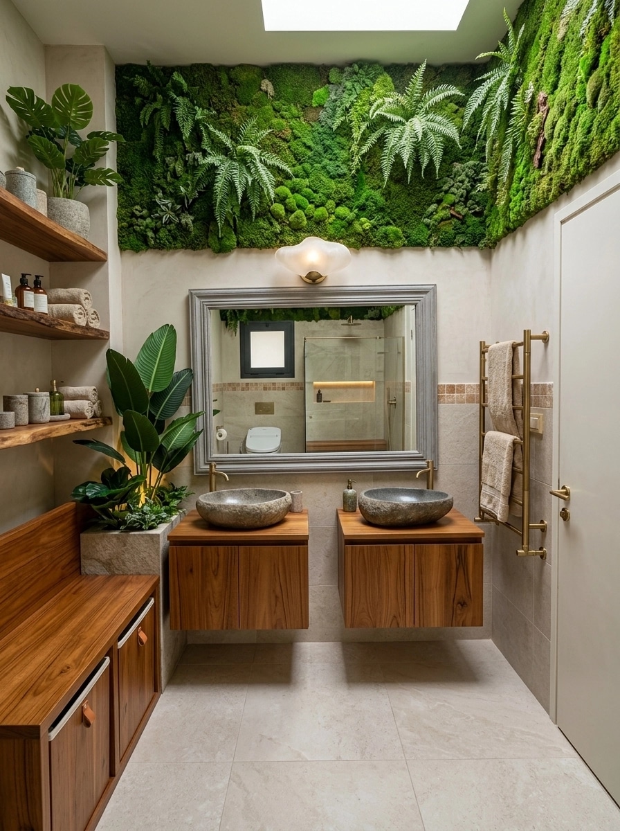 Bathroom interior in Biophilic style — photo by GenRoom AI