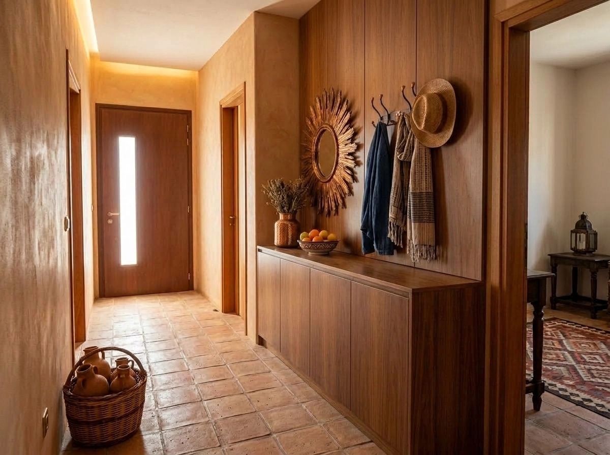 Hallway interior in Mediterranean style — photo by GenRoom AI