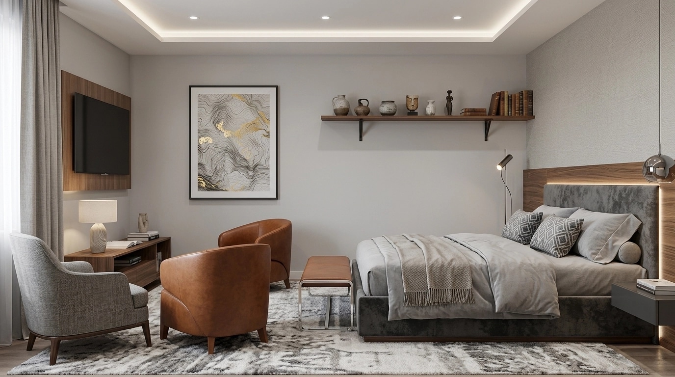 Contemporary Bedroom design — interior photo by GenRoom AI