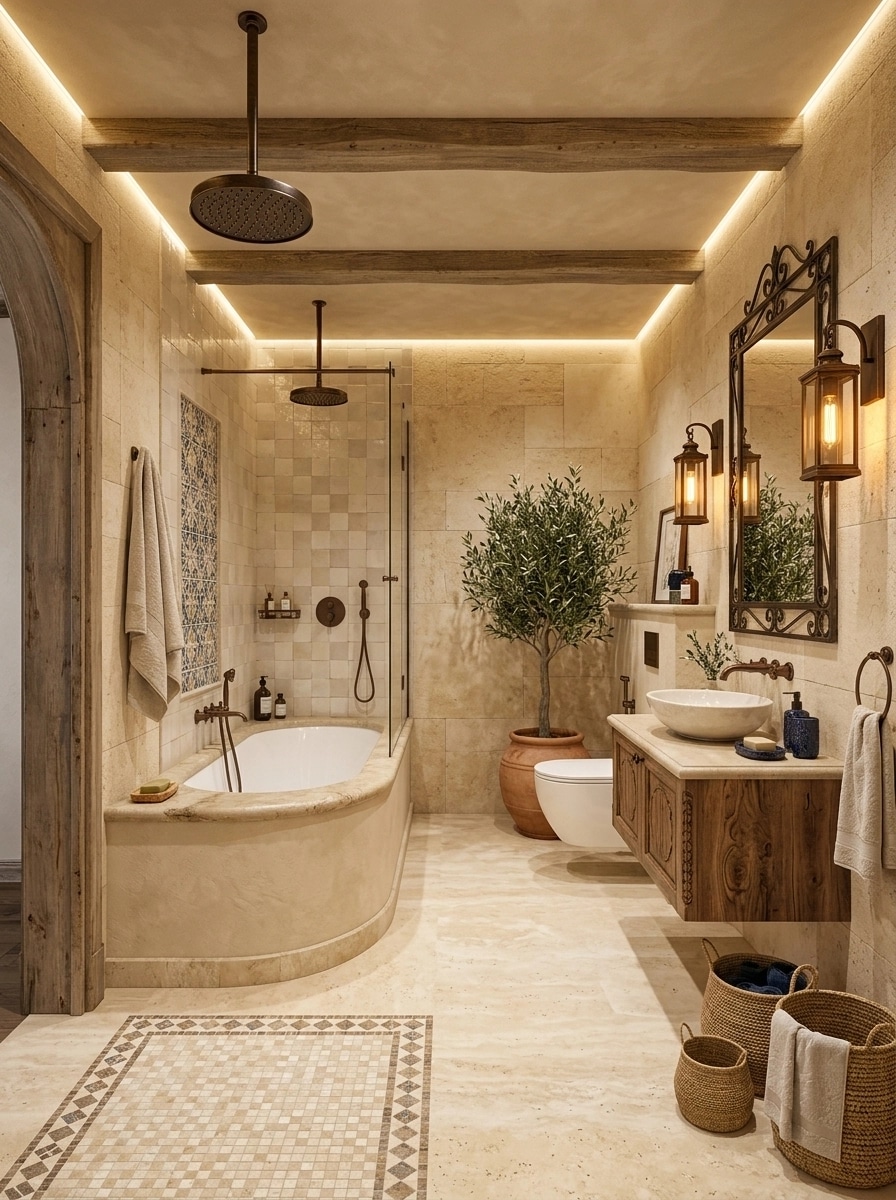 Interior design in Mediterranean style — Bathroom by GenRoom AI