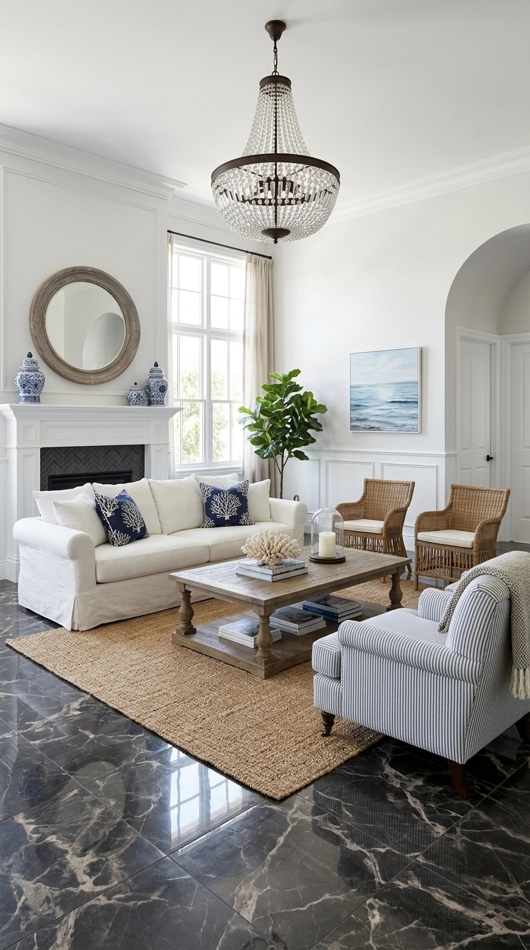 Interior design in Coastal / Hamptons style — Living Room by GenRoom AI