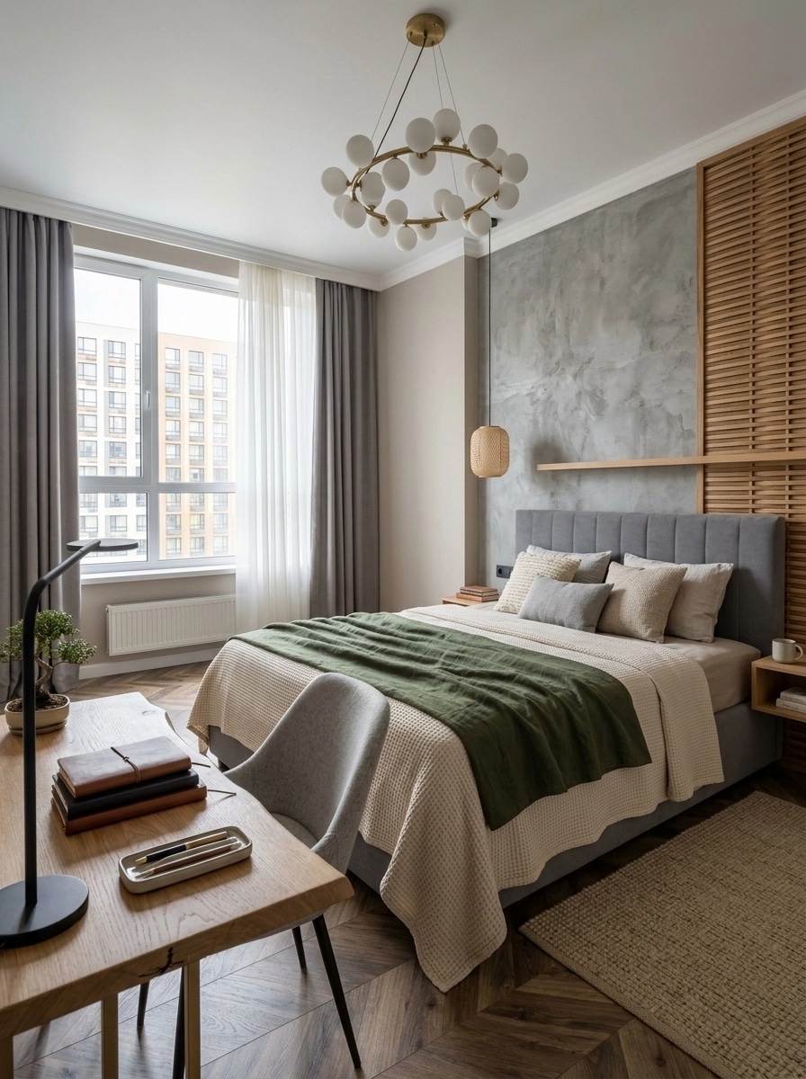 Loft / Industrial Bedroom design — interior photo by GenRoom AI