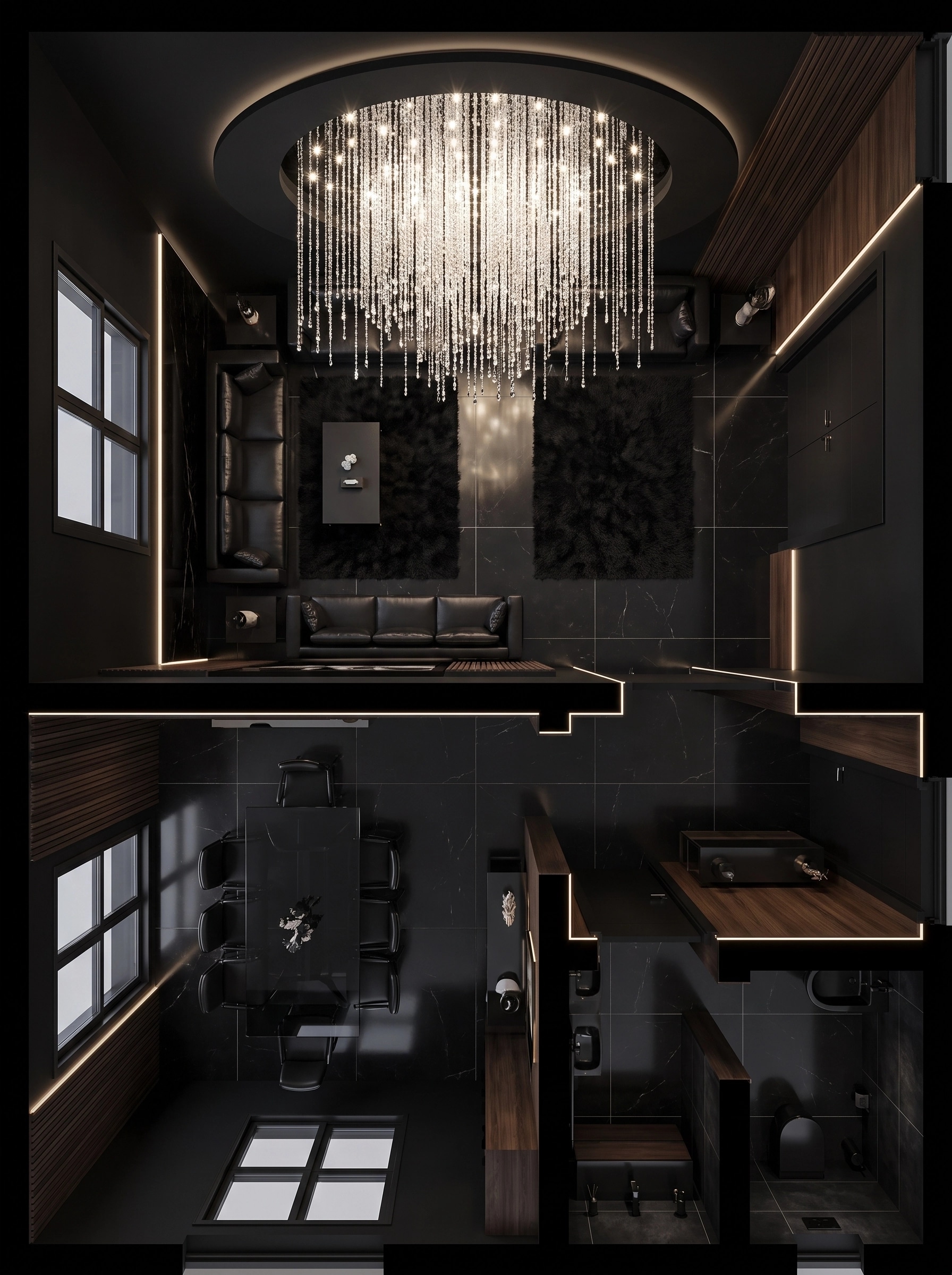 Interior design in Blacktec style — Living Room by GenRoom AI