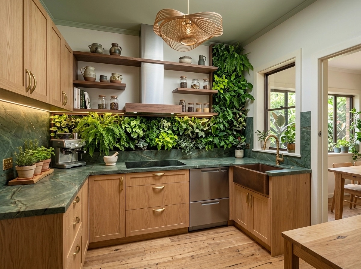Biophilic Kitchen design — interior photo by GenRoom AI