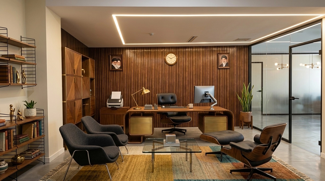 Mid-Century Modern Office design — interior photo by GenRoom AI