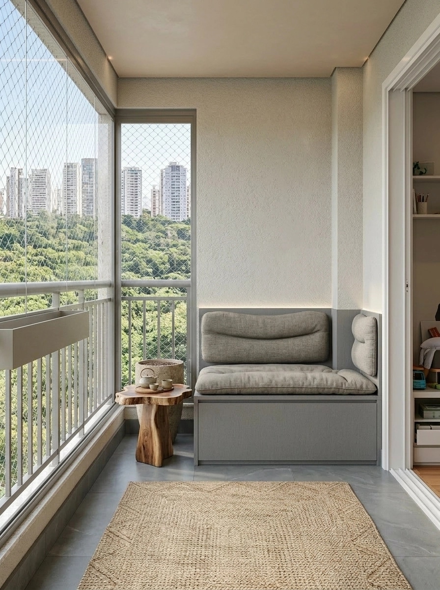 İç mekân tasarımı Biophilic stili — balcony GenRoom AI