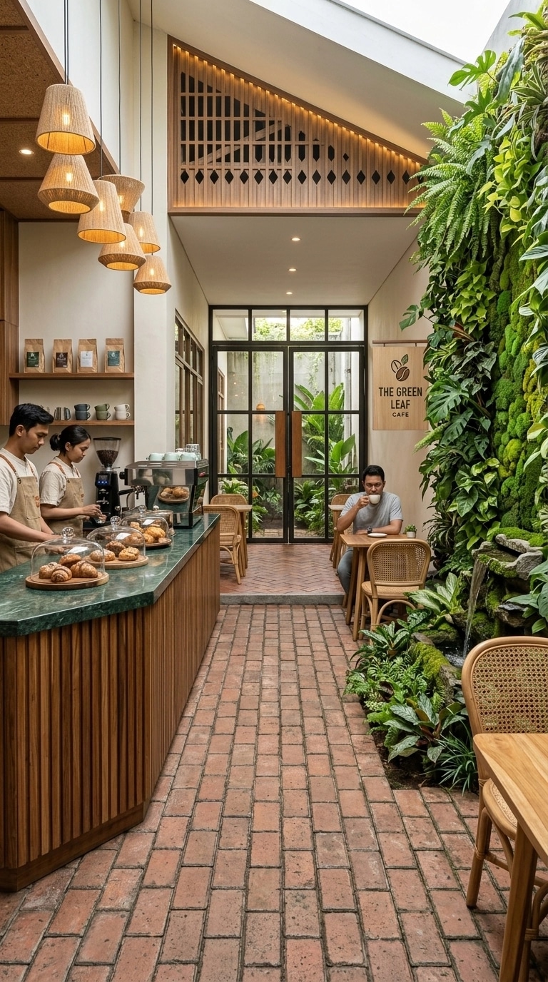 Interior design in Biophilic style — cafe by GenRoom AI