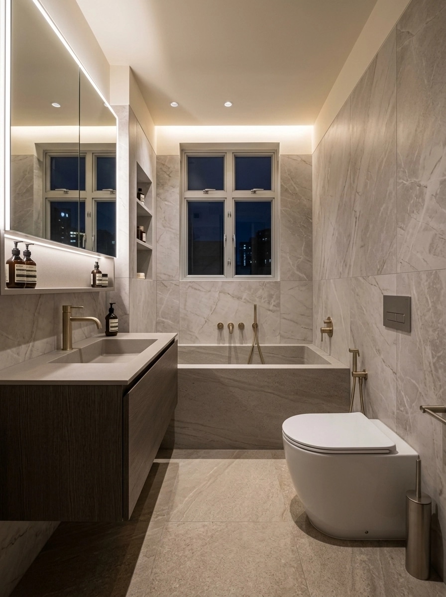 Bathroom interior in Contemporary style — photo by GenRoom AI