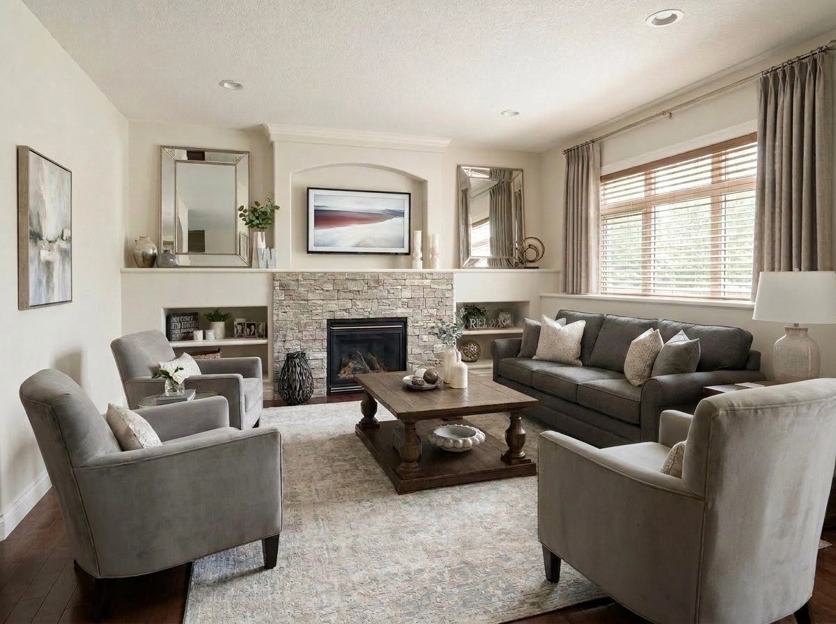 Transitional Living Room design — interior photo by GenRoom AI