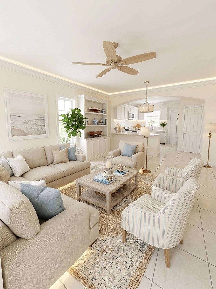 Interior design in Coastal / Hamptons style — Living Room by GenRoom AI
