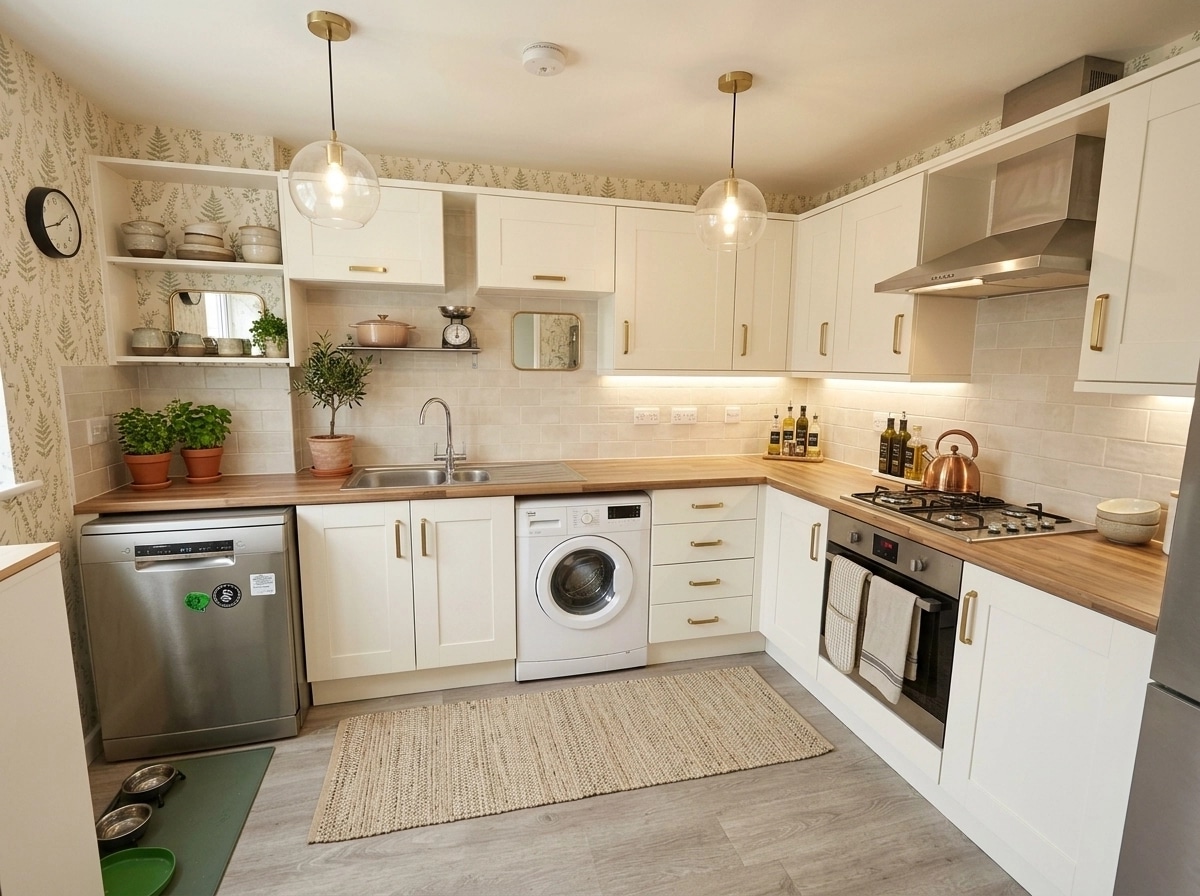 Kitchen interior in Mid-Century Modern style — photo by GenRoom AI