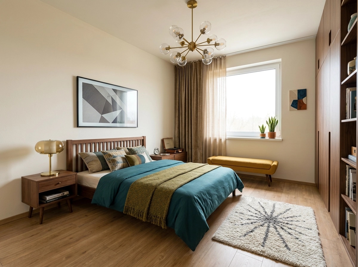 Mid-Century Modern Camera da Letto design — interior photo by GenRoom AI