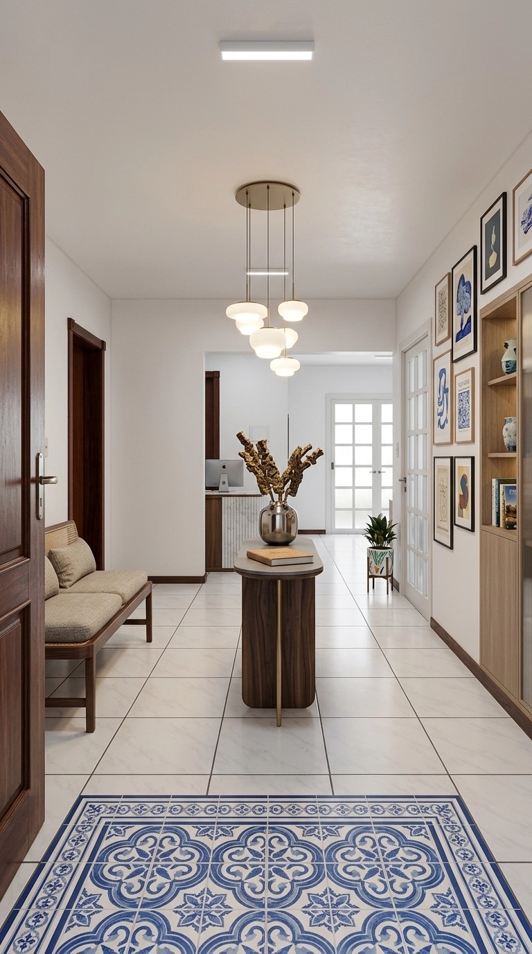 Interior design in Portuguese Modern style — lobby by GenRoom AI