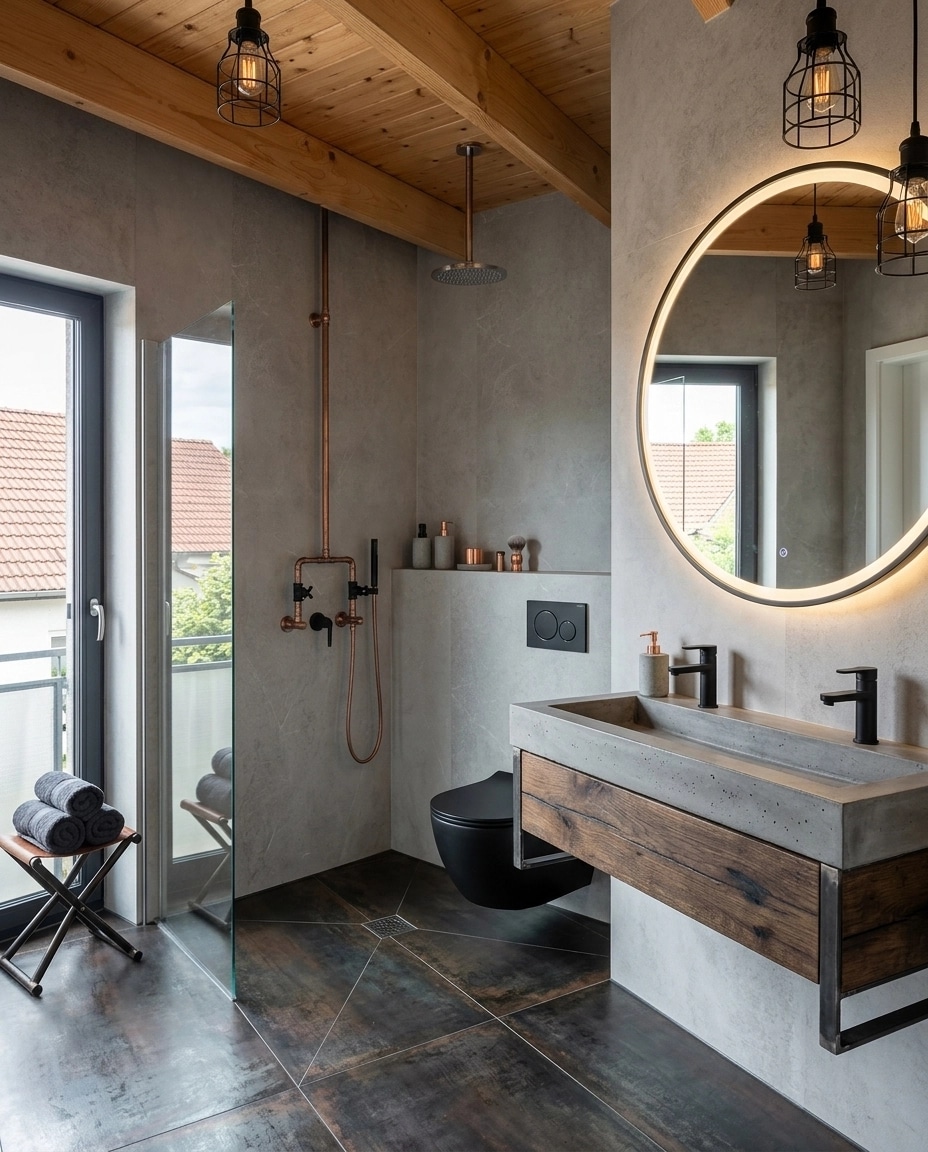 Loft / Industrial Bagno design — interior photo by GenRoom AI