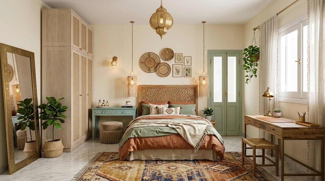Bohemian Bedroom design — interior photo by GenRoom AI