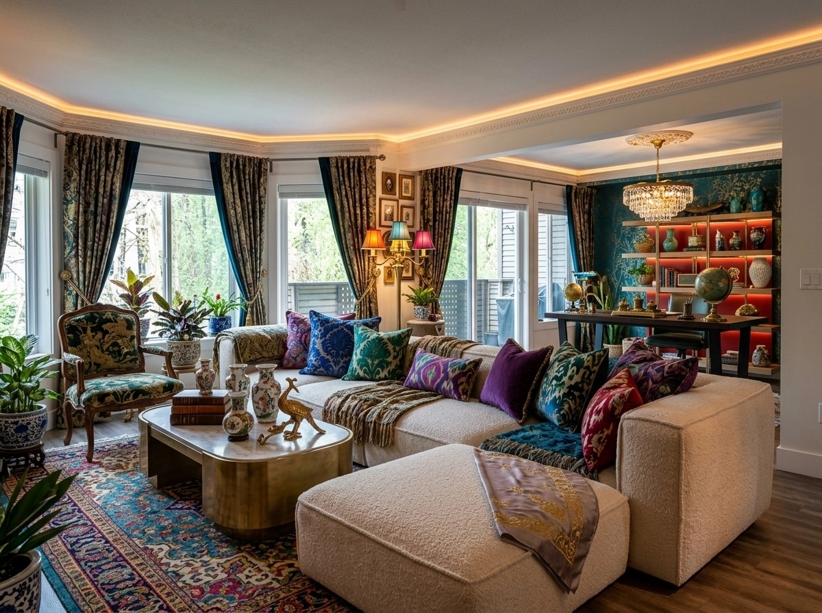 Maximalist Living Room design — interior photo by GenRoom AI