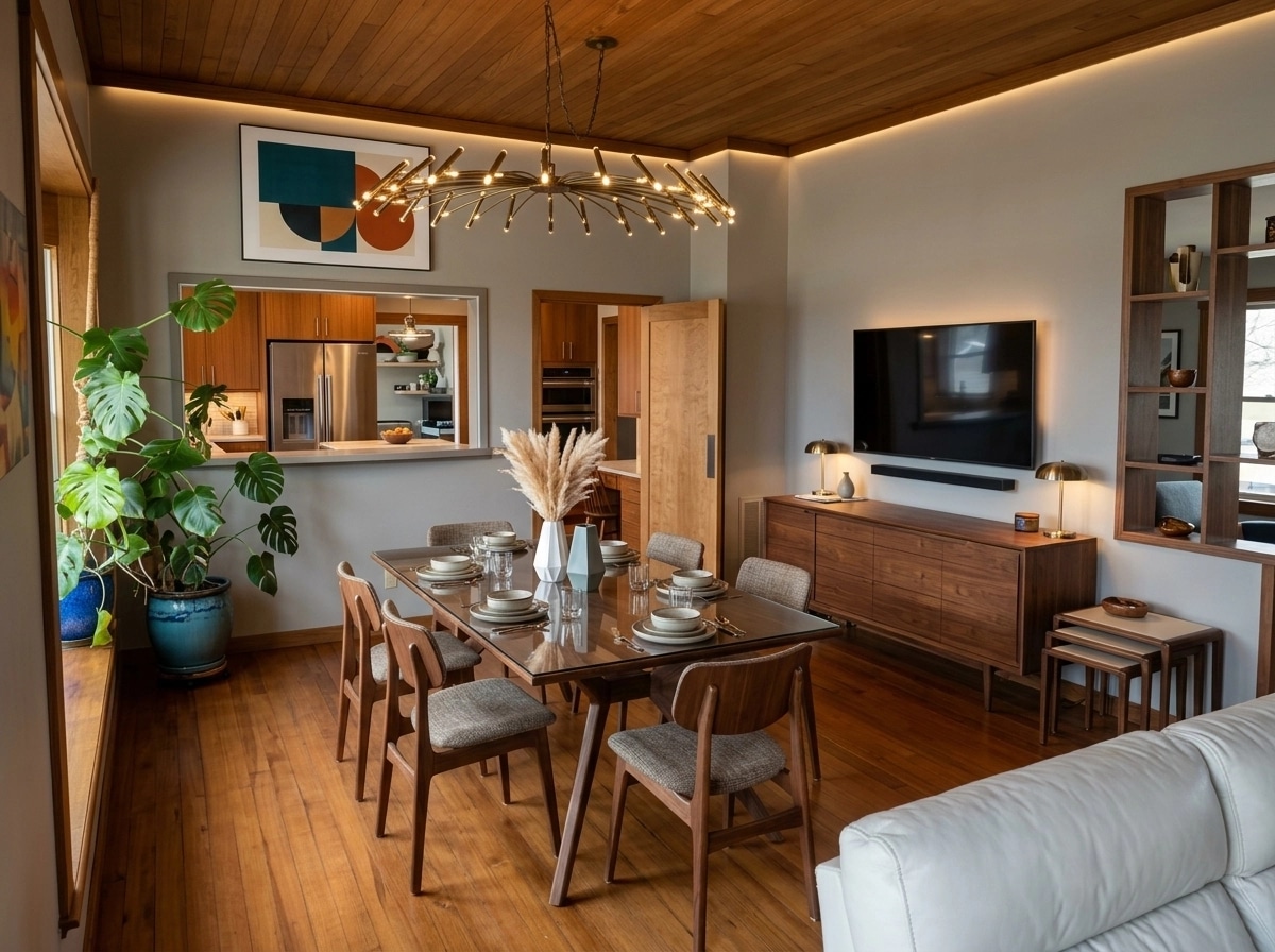 Design d'intérieur en style Mid-Century Modern — dining_room par GenRoom AI