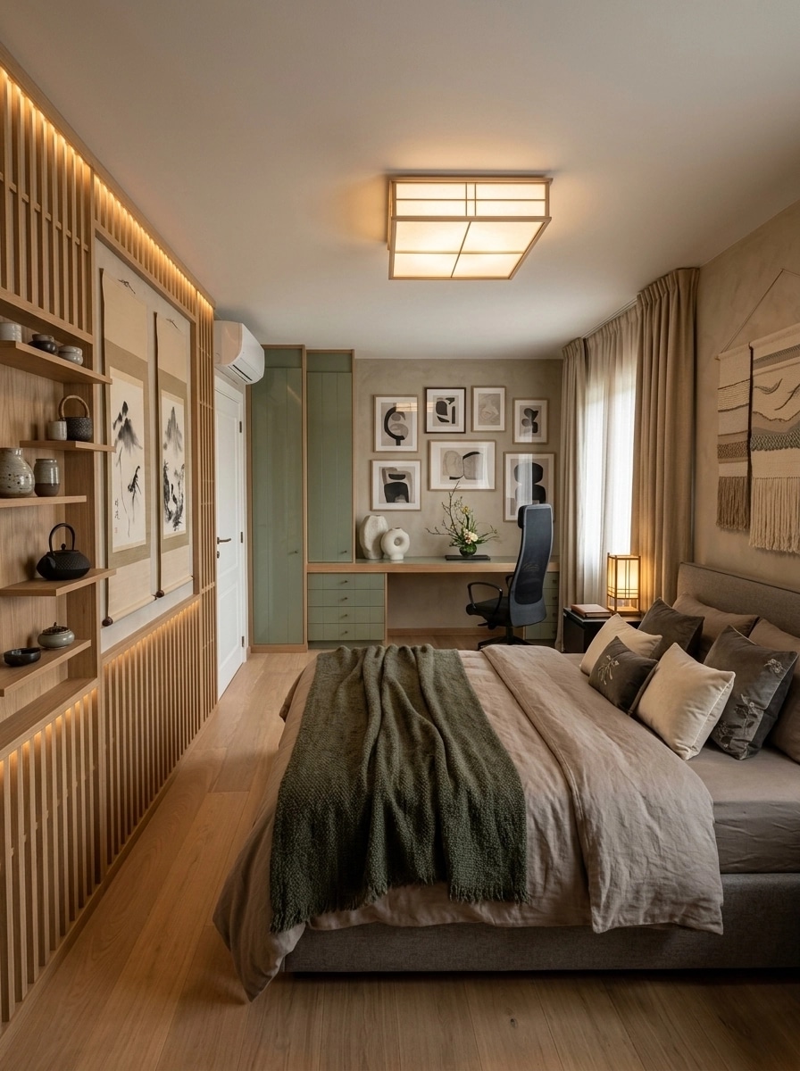 Japandi Bedroom design — interior photo by GenRoom AI