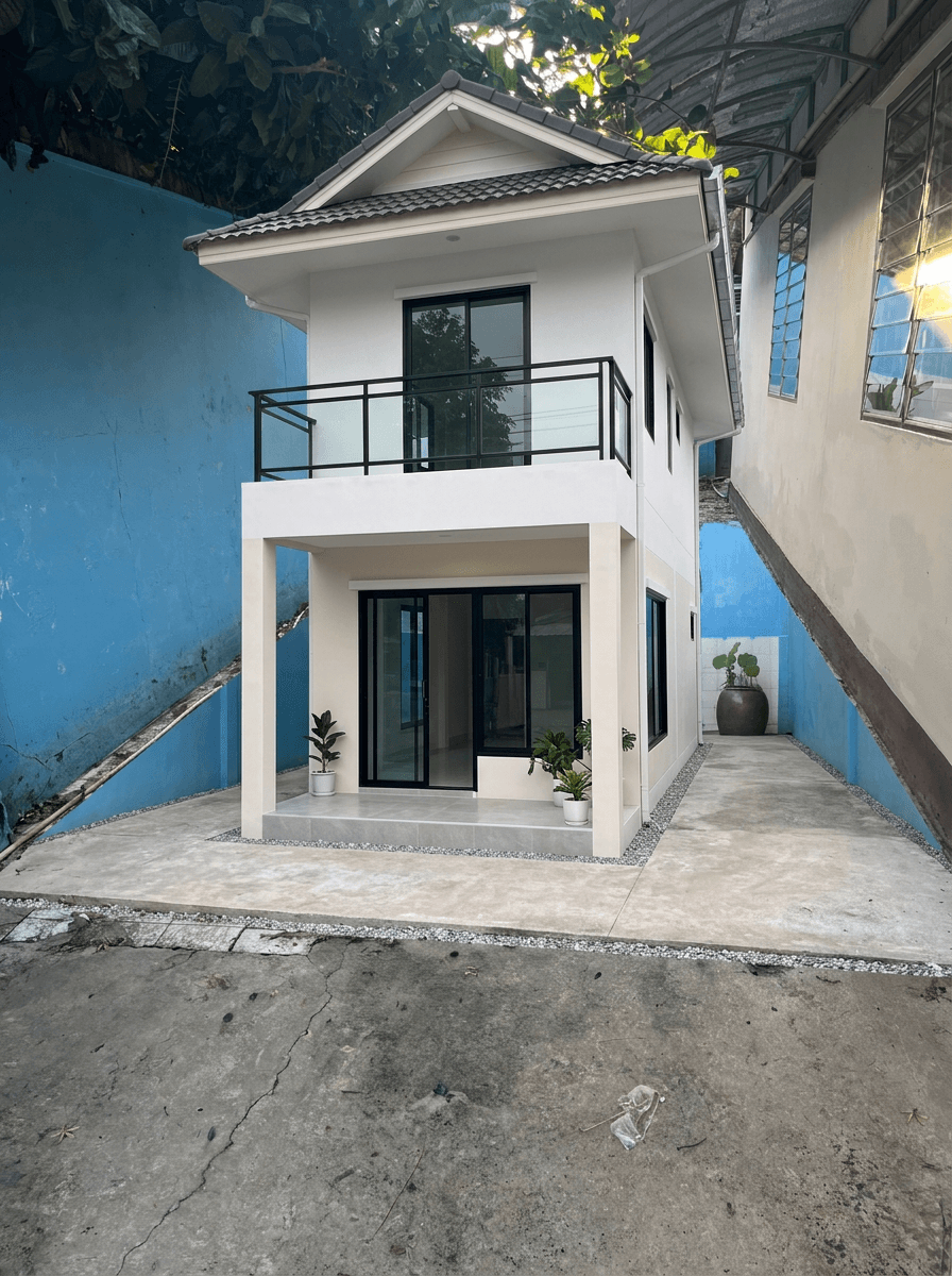 Yard design in minimalism-facade style — photo by GenRoom AI