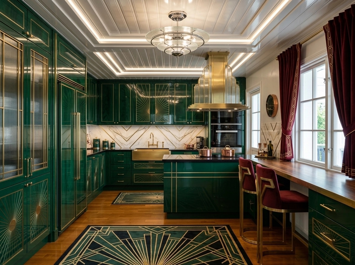 Kitchen interior in Art Deco style — photo by GenRoom AI
