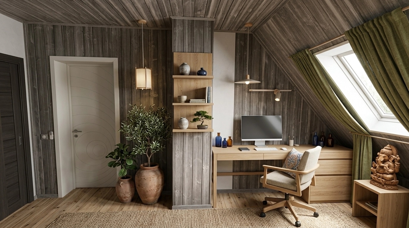 Interior design in Japandi style — home_office by GenRoom AI