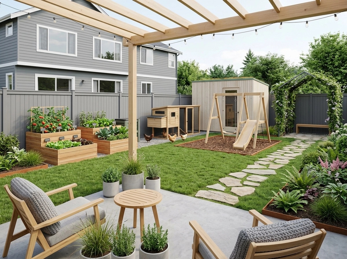 Landscape design in Scandinavian Garden style — Yard by GenRoom AI