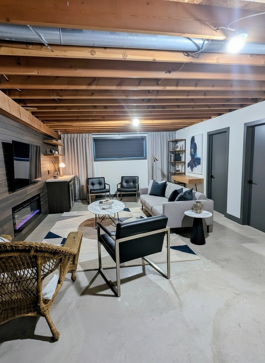 Interior design in Contemporary style — basement by GenRoom AI