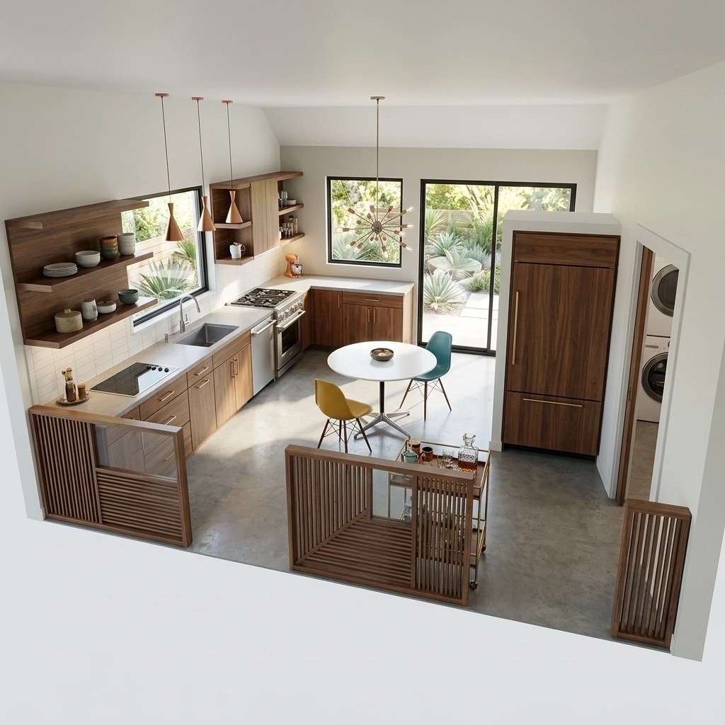 Interior design in Mid-Century Modern style — Kitchen by GenRoom AI
