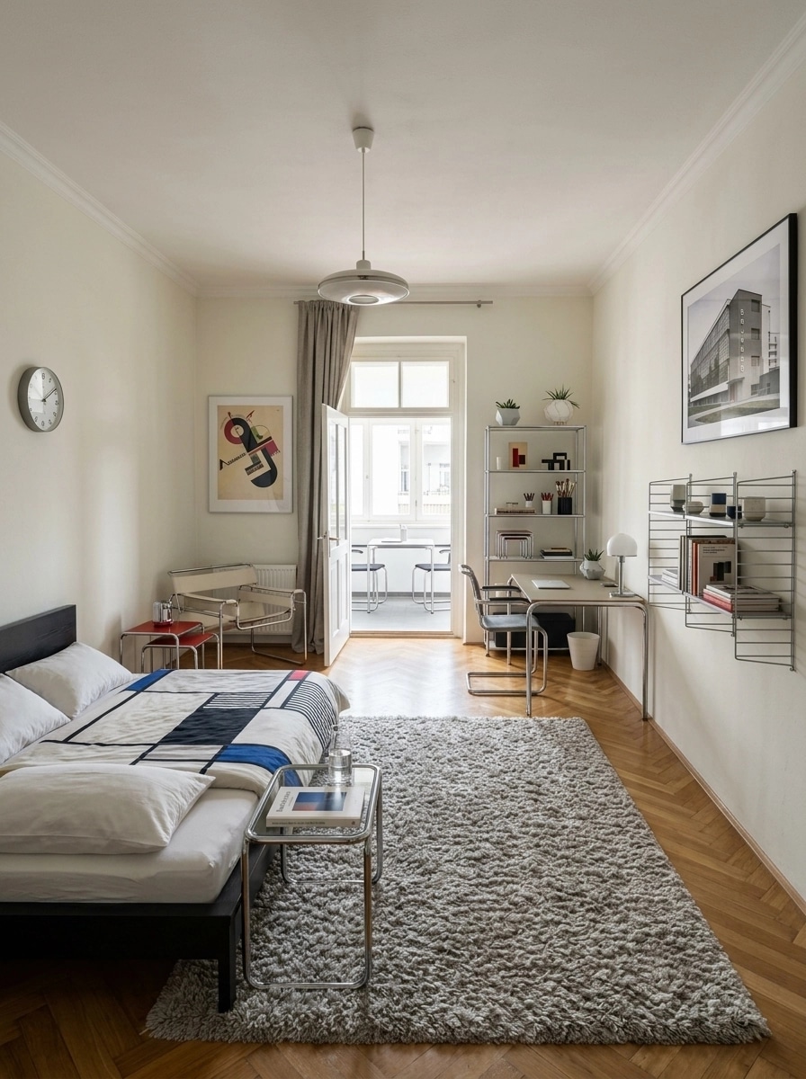 Bauhaus Bedroom design — interior photo by GenRoom AI