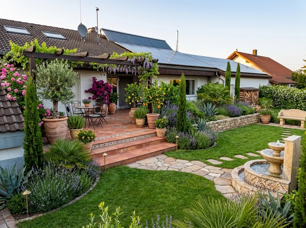 Landscape design in Mediterranean Yard style — Yard by GenRoom AI