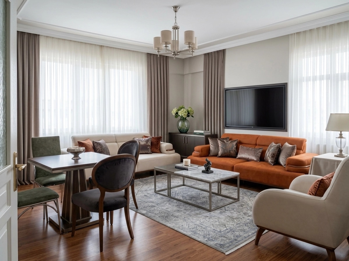 Transitional Living Room design — interior photo by GenRoom AI