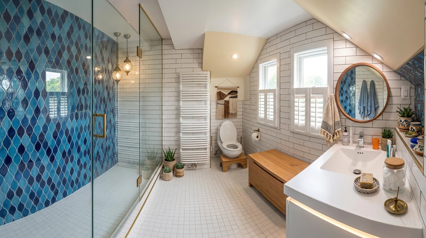 Bohemian Bathroom design — interior photo by GenRoom AI