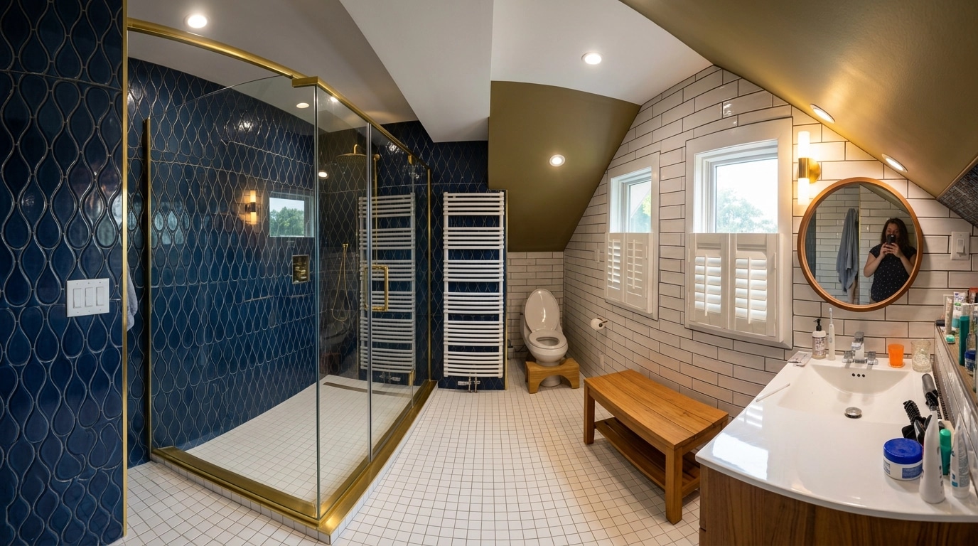 Interior design in Mid-Century Modern style — Bathroom by GenRoom AI