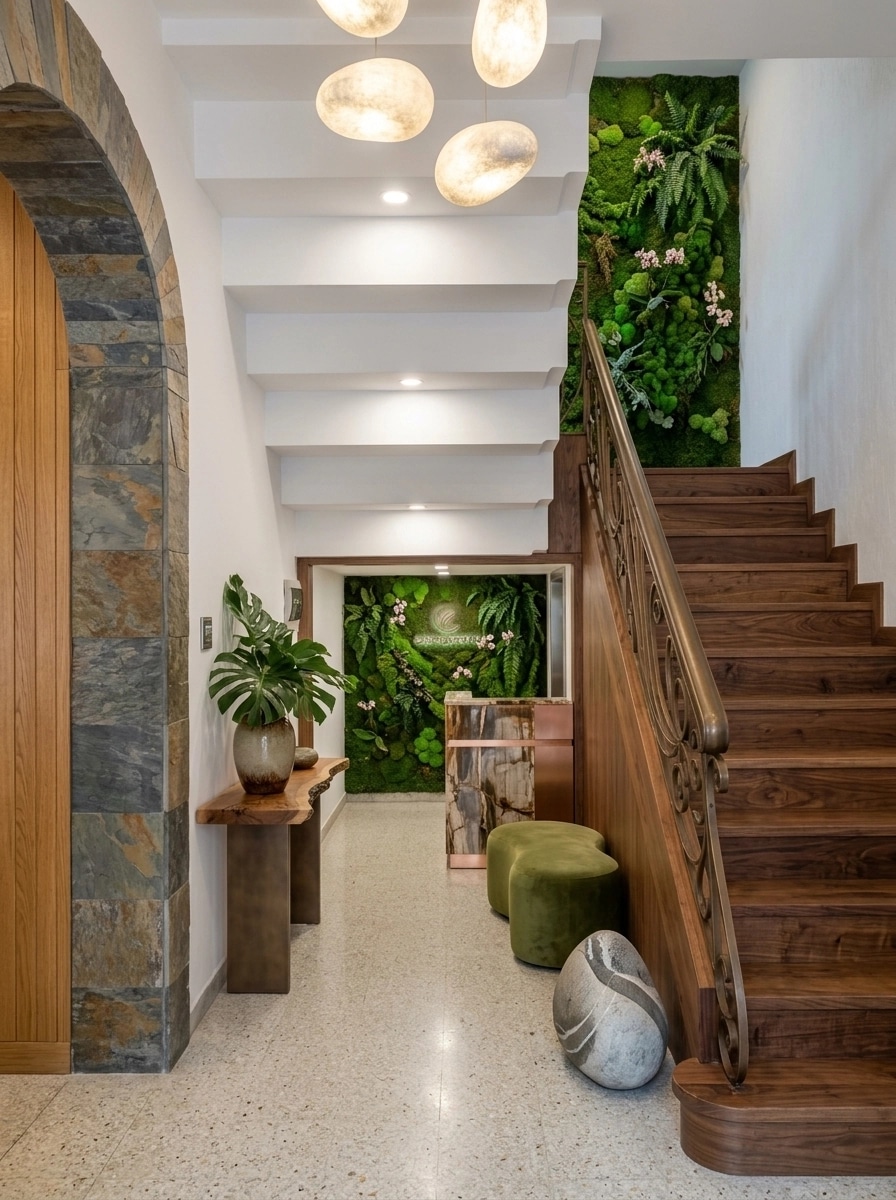 Interior design in Biophilic style — lobby by GenRoom AI