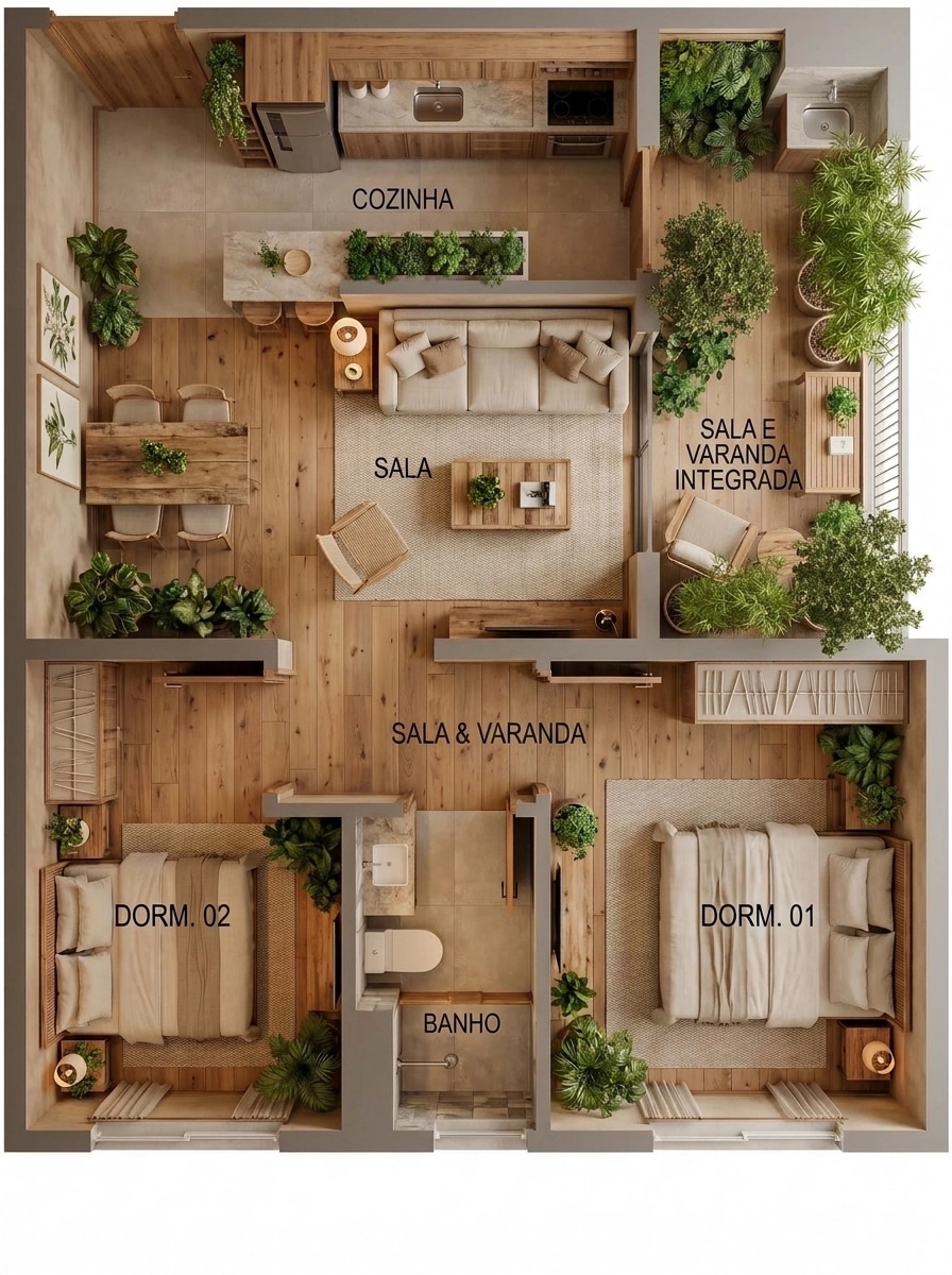 Interior design in Biophilic style — Living Room by GenRoom AI