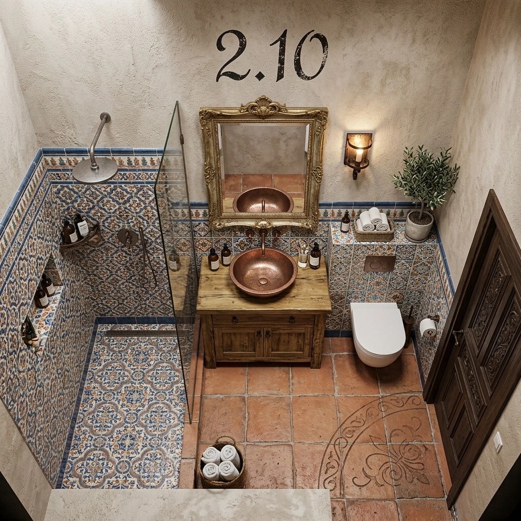 Bathroom interior in Mediterranean style — photo by GenRoom AI