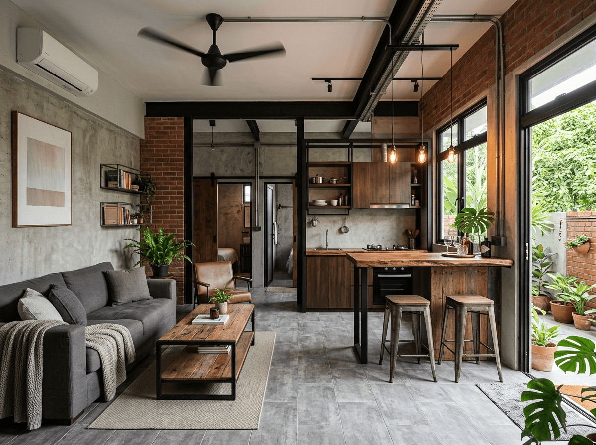 Interior design in Loft / Industrial style — Living Room by GenRoom AI