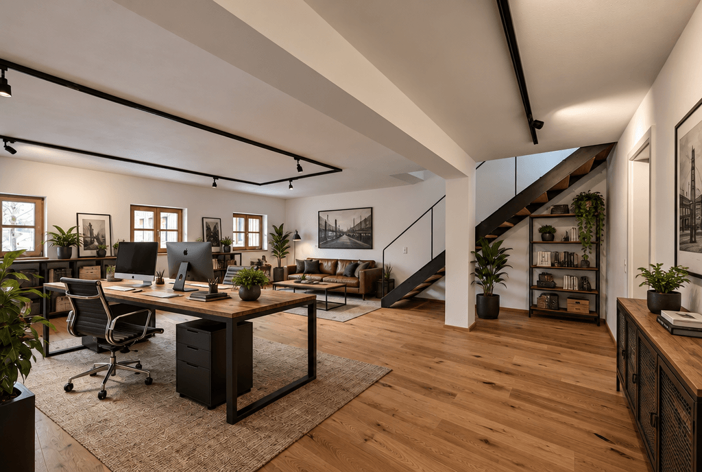 Office interior in Loft / Industrial style — photo by GenRoom AI