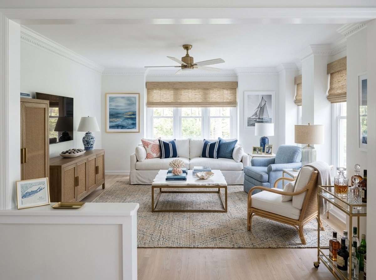Interior design in Coastal / Hamptons style — Living Room by GenRoom AI