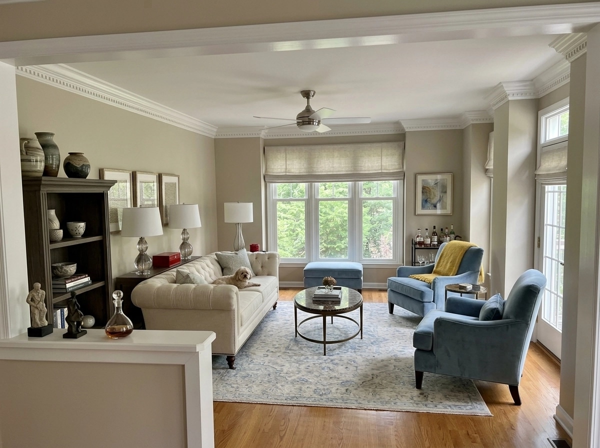 Transitional Living Room design — interior photo by GenRoom AI