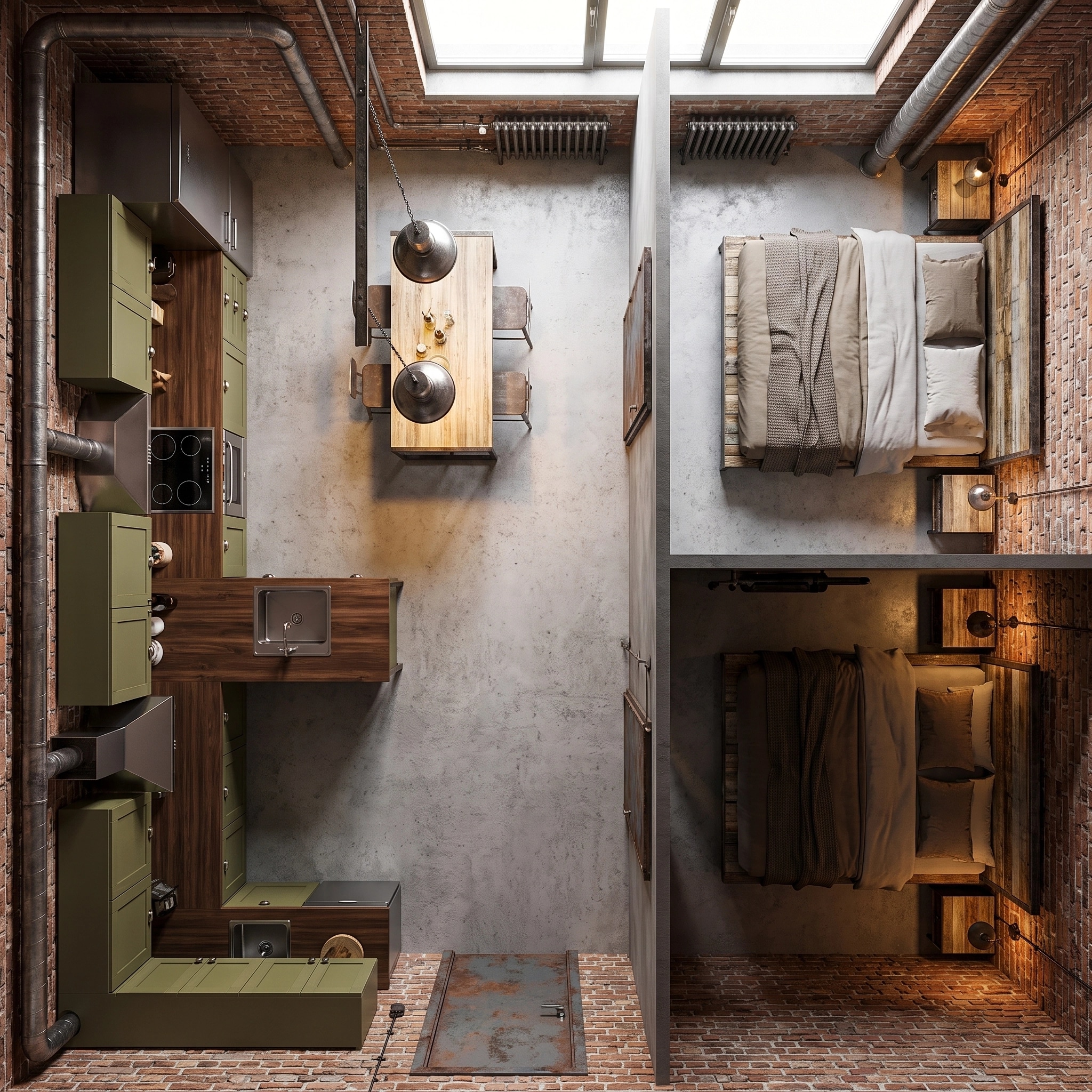 Interior design in Loft / Industrial style — Living Room by GenRoom AI