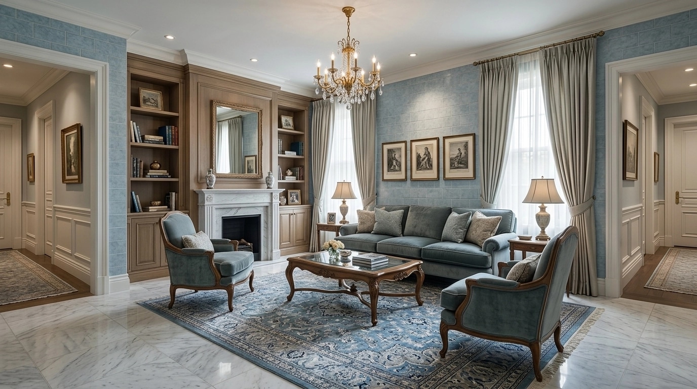 Transitional Living Room design — interior photo by GenRoom AI