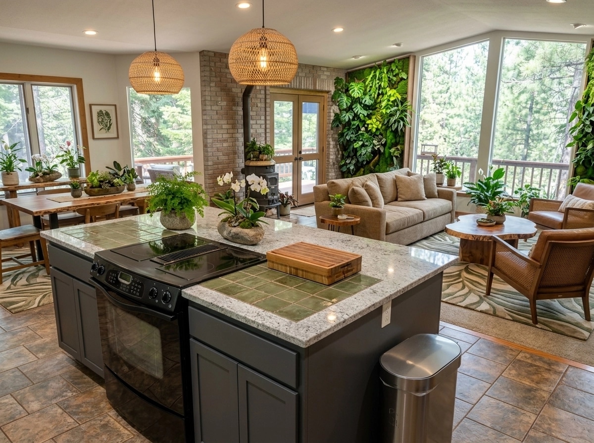 Design de interiores em estilo Biophilic — Sala de Estar por GenRoom AI
