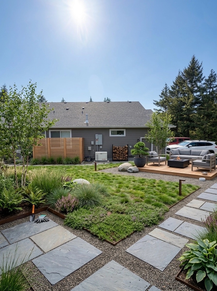 Landscape design in Scandinavian Garden style — Yard by GenRoom AI